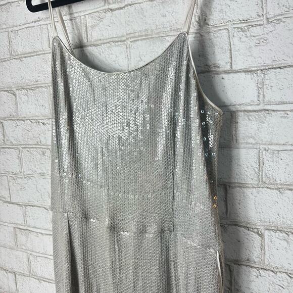 Anthropologie Ett:twa Claudette Jumpsuit Romper Sequin Crop Gray 14 - Picture 6 of 14